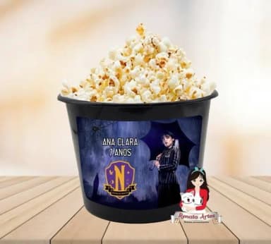 Balde de Pipoca Personalizado Wandinha