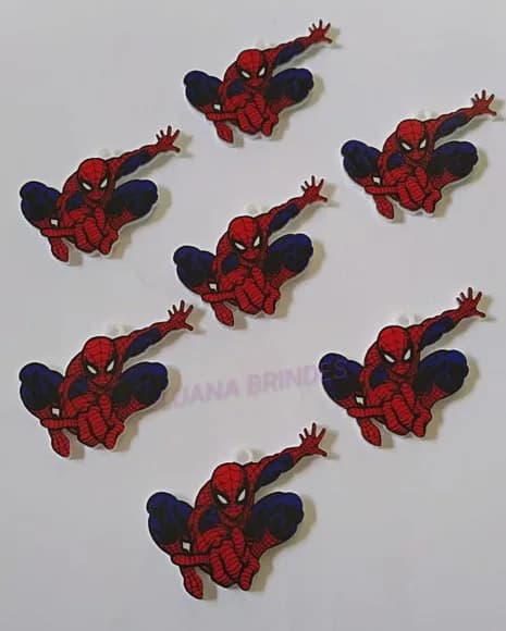 Pingente do Homem Aranha em acrílico U.V - pct c/8 unid