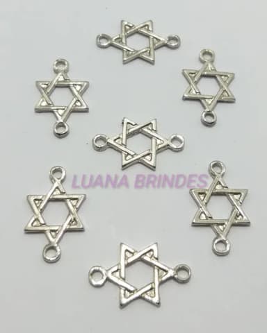 Pingente Estrela de Davi de Metal em Prata -pct c/10 unid