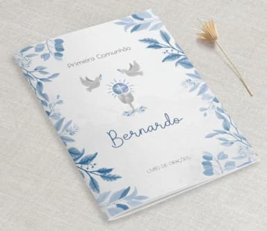 Lembrança Primeira Comunhão Menino - Orações - Azul Aquarela
