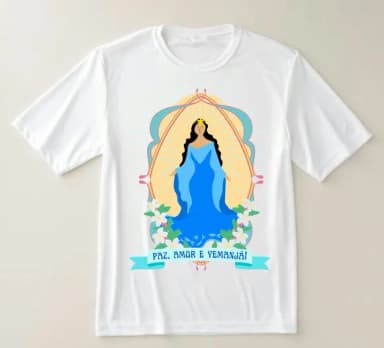 Camiseta Iemanjá Paz Amor - Orixá Rainha do Mar