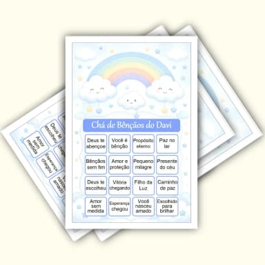 Bingo Chá de Bênçãos Menino Pdf Para Imprimir
