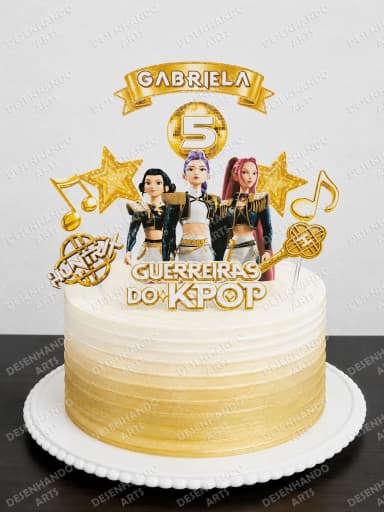 ARQUIVO DE CORTE TOPO DE BOLO GUERREIRAS DO K-POP GOLDEN