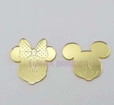 Kit aplique Mickey/Minnie Acríl Espelhado Dour-pct c/3 kits