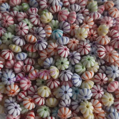 Miçanga Florzinha Riscadinha Colorida 8mm Pct 100 Unidades