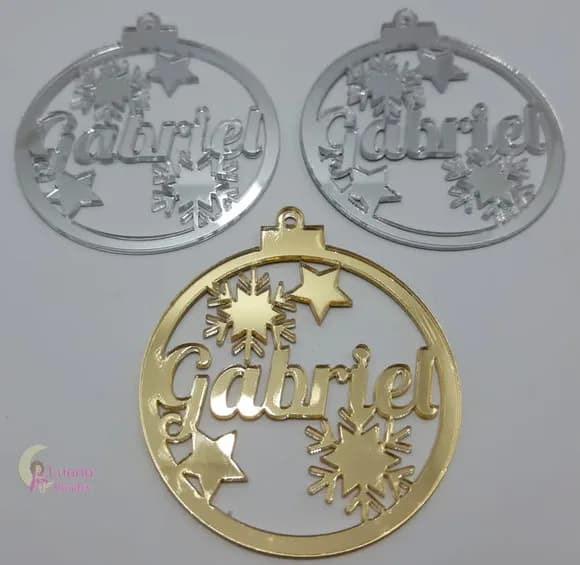 Bola Natal Gabriel de Acrílicos Espelhados-pct c/3 unid