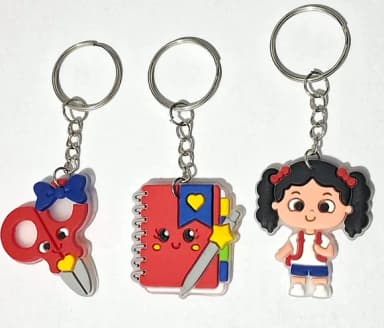 Chaveiro Escola Emborrachado Pacote C/6 Unidades Variados