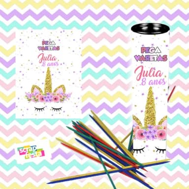 Pega Varetas Personalizado Festa Unicórnio Aquarela