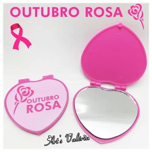 Espelho Coração Rosa Outubro - Pink