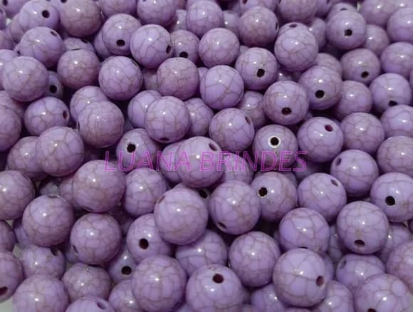 Bolinha Acrilica Lilás Riscadinha - 10mm - pct c/100 unid