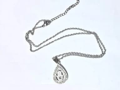 Colar Mão de Fatima Niquel com Strass Aço Inoxidável 45cm