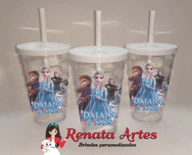 Copo com Canudo 500ml Frozen 2
