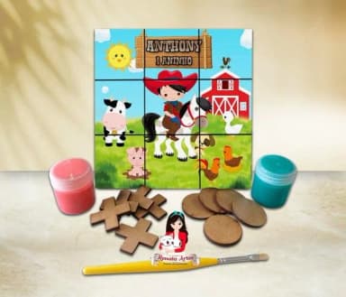 Jogo da Velha com Tinta Personalizado Fazendinha