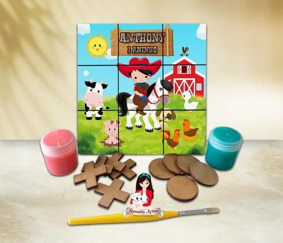 Jogo da Velha com Tinta Personalizado Fazendinha