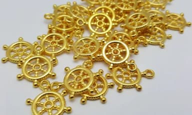 Pingente de Leme em Metal Dourado de 2cm - 20 Unidades