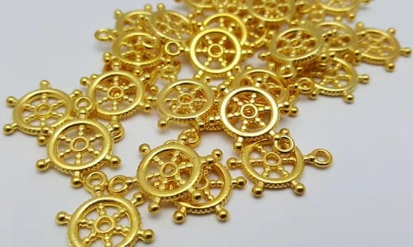 Pingente de Leme em Metal Dourado de 2cm - 20 Unidades