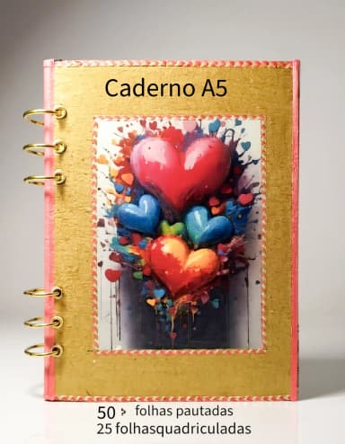 Caderno  Tipo Fichário Coração Kraft