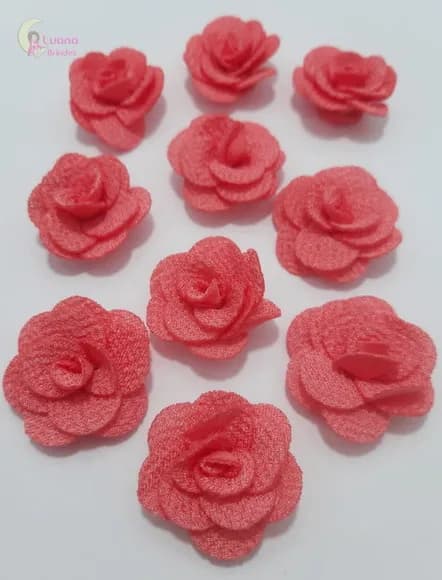 Flor Salmão de Tecido - 3cm - Pct C/6 Unidades
