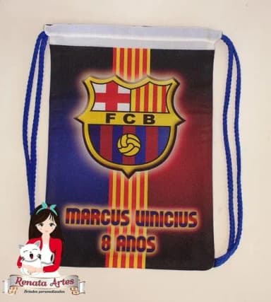 Mochilinha de Tecido Personalizada Barcelona Fc