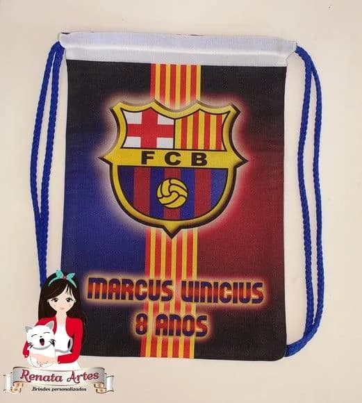 Mochilinha de Tecido Personalizada Barcelona Fc