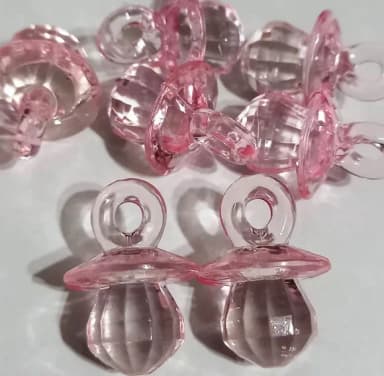 Pingente Chupetinha Rosa Facetada 2,6cm - 10 Unidades