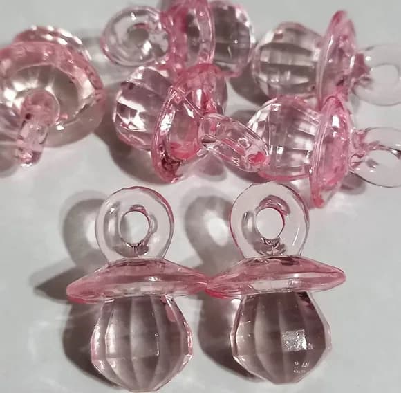 Pingente Chupetinha Rosa Facetada 2,6cm - 10 Unidades