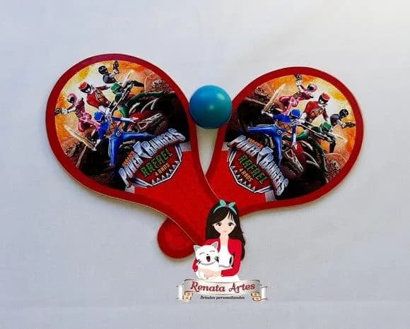 Raquetes de Ping Pong Tema Power Rangers Dino Charge