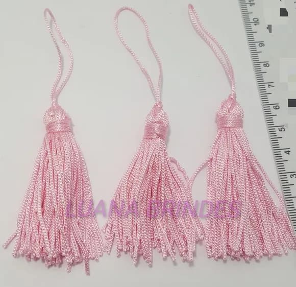 Pingente Tassel de Seda 6cm Rosa Bebê Pct 10 Unidades