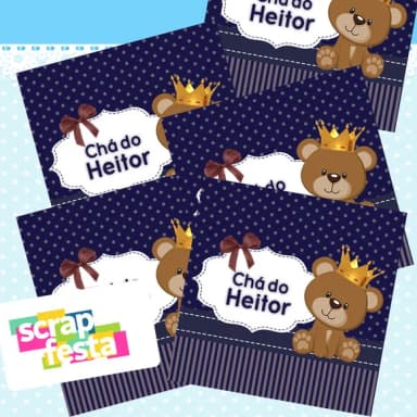 Adesivo Personalizado Quadrado 10x10 Chá de Menino Urso