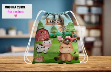Mochilinha personalizada para lembrancinhas Fazendinha
