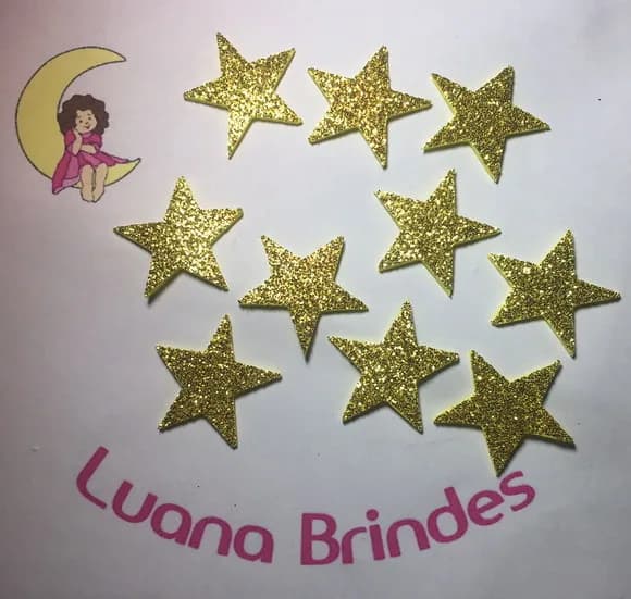 Aplique Estrela de Eva com Glitter Pct c/ 20 Unidades