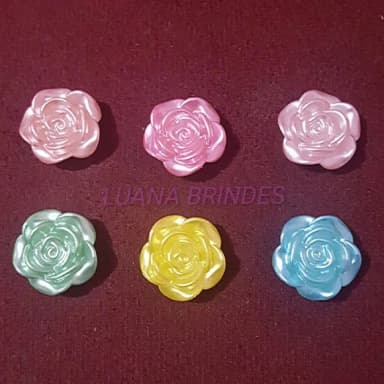 Flor Perolada Colorida Furo Passante 1,8cm Pct 16 Unidades