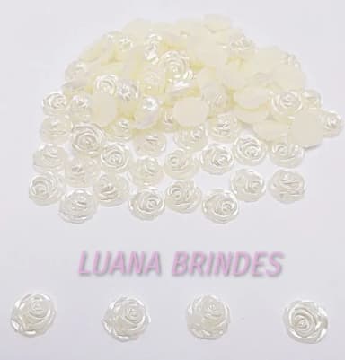 Meia Pérola Flor Champagne 12mm Pct 100 unidades