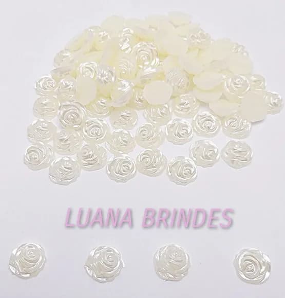 Meia Pérola Flor Champagne 12mm Pct 100 unidades