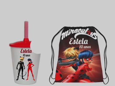 Kit Mochila e Copo Twister personalizado Miraculus