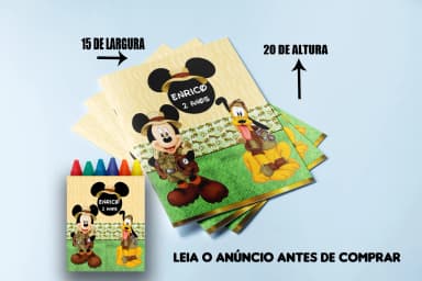 Revista de Colorir com Giz de cera Personalizada do Mickey Safari