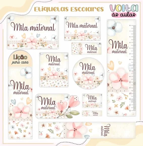 60 Etiquetas Flores Claras