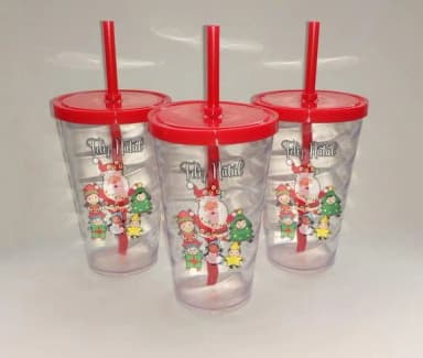 Copo com Canudo 500ml Personalizado de Natal Novo