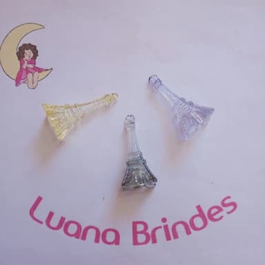 Pingente Torre Eiffel De Acrilico Colorido 4cm Pct 12 Unds