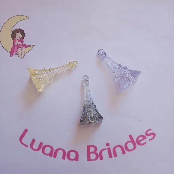 Pingente Torre Eiffel De Acrilico Colorido 4cm Pct 12 Unds