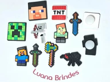 Pins de Crocs Minecraft Emborrachado 2,6cm 10 Unidades