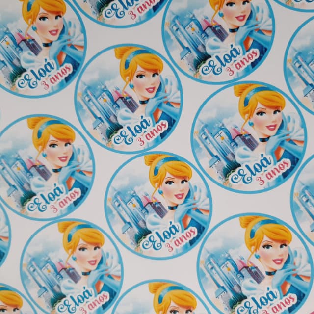 Adesivos Personalizados CINDERELA - Tamanho 5x5 - Papel adesivo (Folha com Recorte)