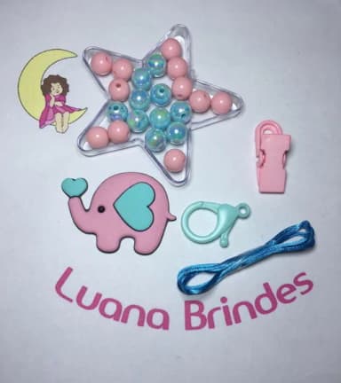 Kit Prendedor de Chupeta mini Elefante 1 Kit.