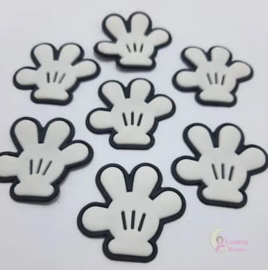 Aplique Mãozinha Mickey de Borracha - Pct C/6 Unidades