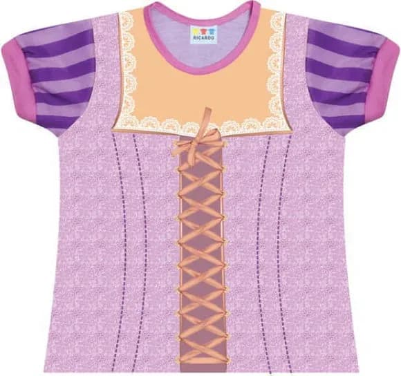 Blusa Adulto Fantasia Princesa Lilás Camiseta Estampa Realista Feminina