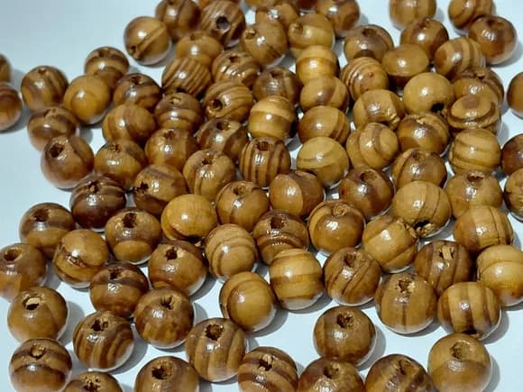 Bola de Madeira Marrom Trabalhada 10mm Pacote C/100 Unidades