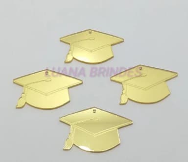 Pingente Capelo em Acrílico Espelhado Dourado de 3,3cm