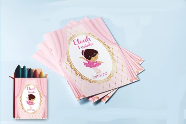 Revista para colorir  com Giz de cera Personalizado da Bailarina