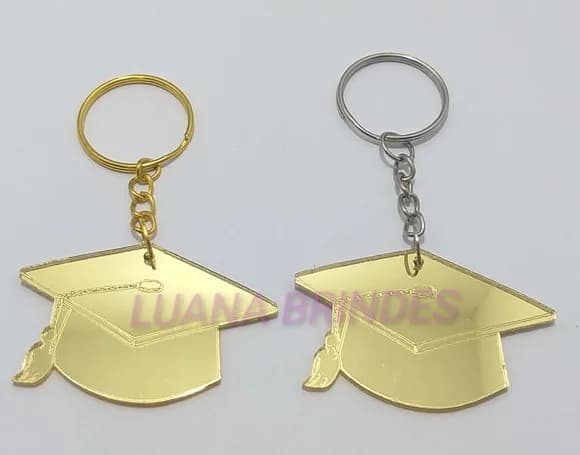 Chaveiro Capelo em Acrílico Espelhado Dourado
