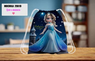 Mochilinha personalizada para lembrancinhas Frozen Elsa
